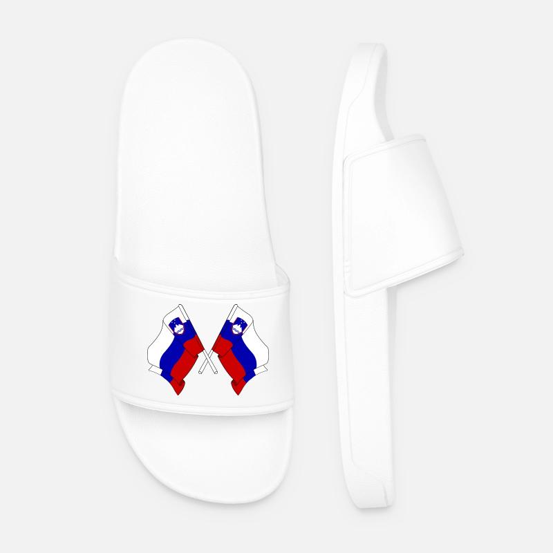 Two flags Slovenia - Men’s Pool Sliders - white