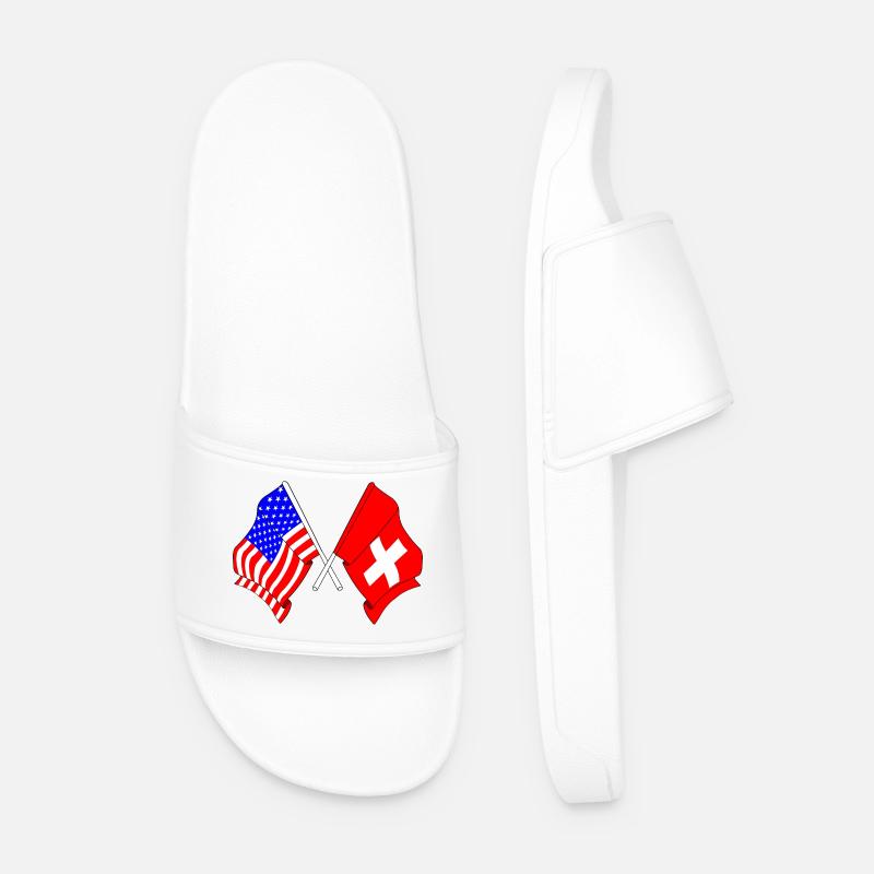 Flagge USA und Flagge Schweiz - Männer Badelatschen - Weiß
