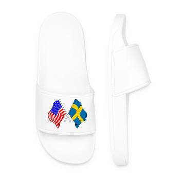 Flagge USA und Flagge Schweden - Männer Badelatschen - Weiß - Vorne