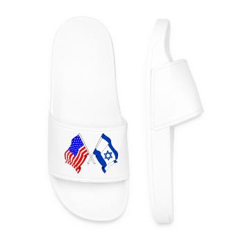 Drapeau des États-Unis et drapeau d’Israël - Claquettes Homme - blanc - Devant