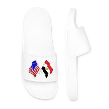 Flag USA and flag Egypt - Men’s Pool Sliders - white - Front