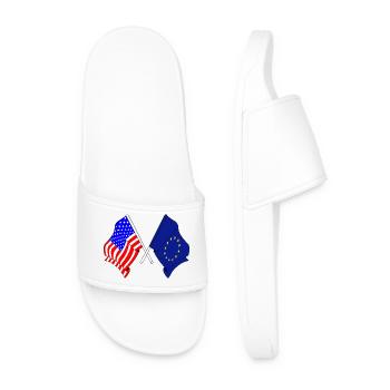 Flagge der USA und Flagge der Europäischen Union - Männer Badelatschen - Weiß - Vorne