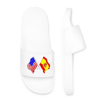 Drapeau des États-Unis et drapeau de l’Espagne européenne - Claquettes Homme - blanc - Devant