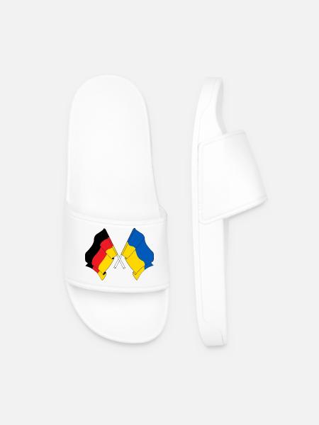 Flag of Germany and flag Ukraine - Men’s Pool Sliders - white