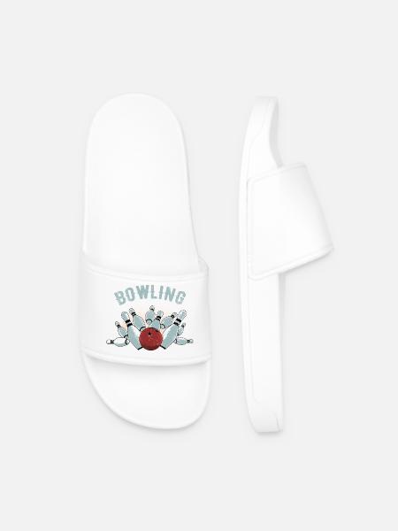 Bowling Strike Sketch - Men’s Pool Sliders - white