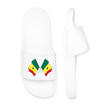 Deux drapeaux croisés par le Sénégal - Claquettes Homme - blanc - Devant