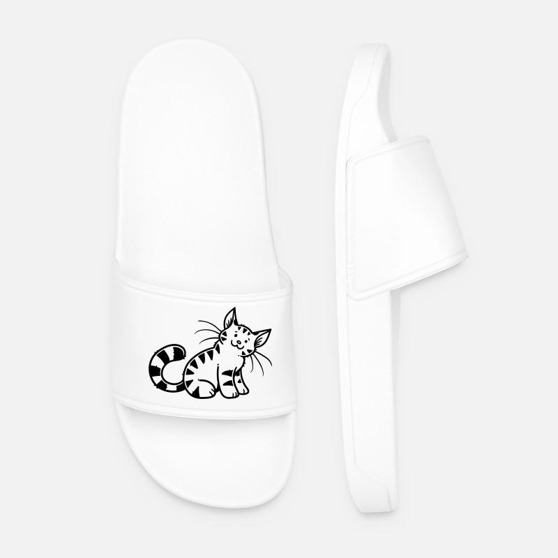 Cartoon Kitten - Men’s Pool Sliders - white