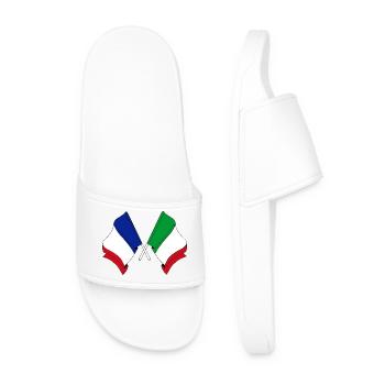 Flagge von Frankreich und Flagge Italien - Männer Badelatschen - Weiß - Vorne