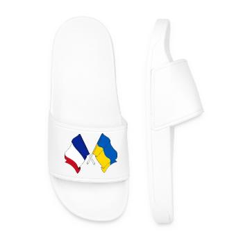 Flagge von Frankreich und Flagge Ukraine - Männer Badelatschen - Weiß - Vorne
