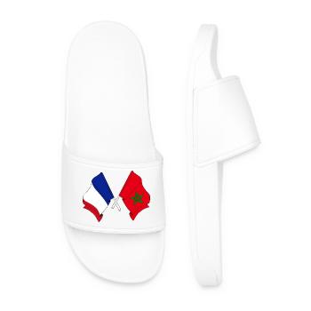 Flagge von Frankreich und Flagge von Marokko - Männer Badelatschen - Weiß - Vorne