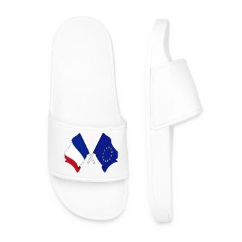 Deux drapeaux croisés de la France et du drapeau de l’Europe - Claquettes Homme - blanc - Devant