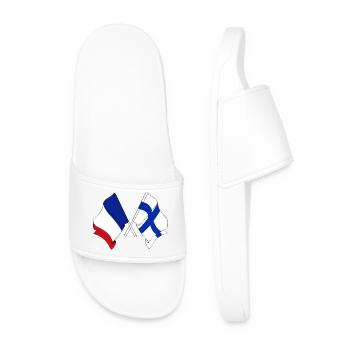 Deux drapeaux barrés du drapeau de la France Finlande - Claquettes Homme - blanc - Devant