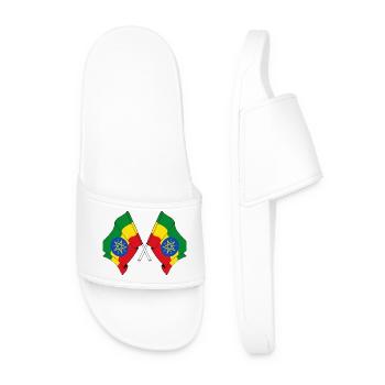 Deux drapeaux croisés de l’Ethiopie - Claquettes Homme - blanc - Devant