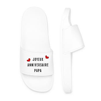 PAPA. JOYEUX ANNIVERSAIRE. HAPPY BIRTHDAY - Claquettes Homme - blanc - Devant