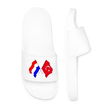 Flag of the Netherlands and flag of Turkey - Men’s Pool Sliders - white - Front