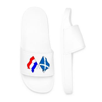 Flag of the Netherlands and flag of Scotland - Men’s Pool Sliders - white - Front