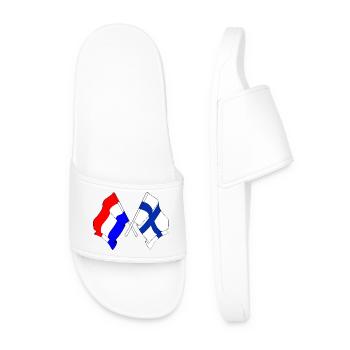 Flag of the Netherlands and flag of Finland - Men’s Pool Sliders - white - Front