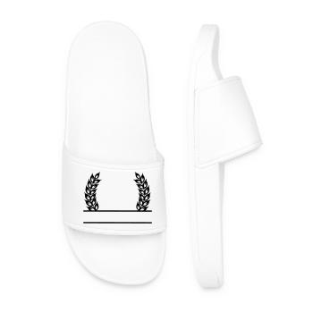 Grain Wreath Name Banner - Men’s Pool Sliders - white - Front