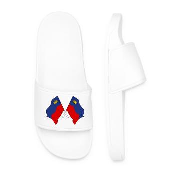 Deux drapeaux croisés du Liechtenstein - Claquettes Homme - blanc - Devant