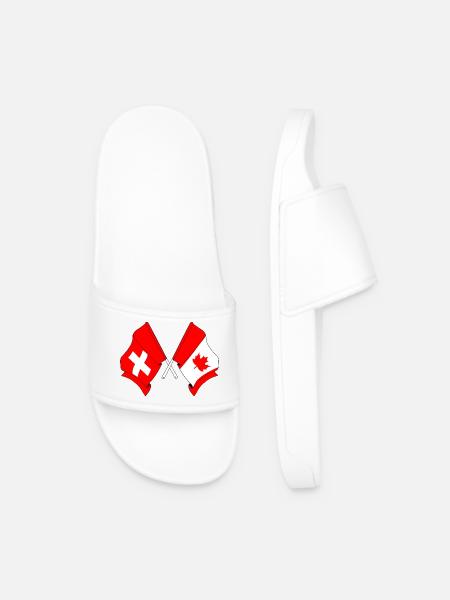 Flag of Switzerland and flag Canada - Men’s Pool Sliders - white