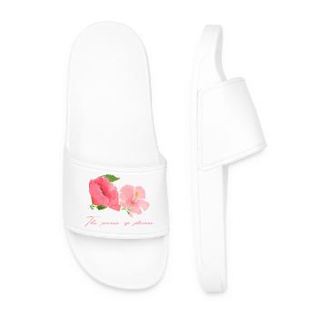 Sweet Blossom Motif Pink Red Mother's Day Flower Power - Men’s Pool Sliders - white - Front