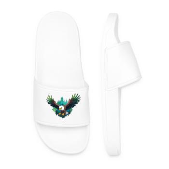 Eagle hunting in the forest - Men’s Pool Sliders - white - Front