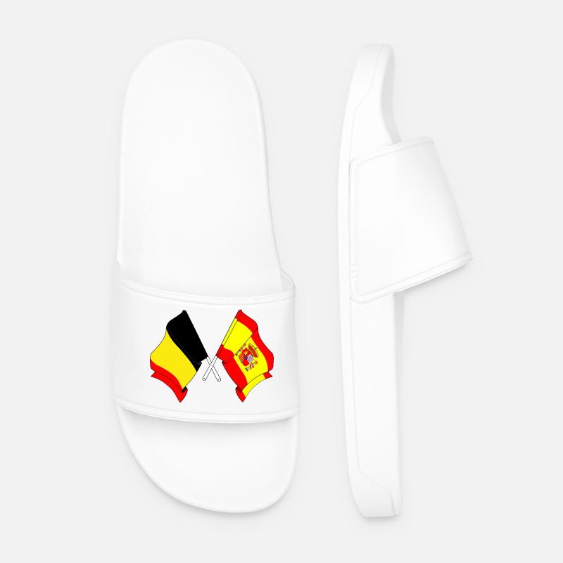 Flagge Belgien, Flagge Spanien - Männer Badelatschen - Weiß