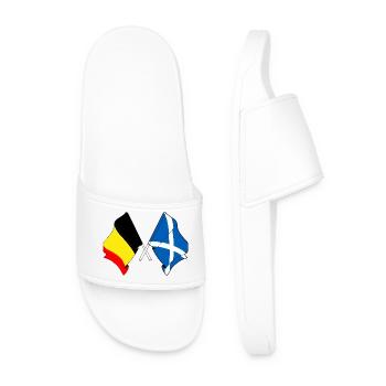 Flag of Belgium, flag of Scotland - Men’s Pool Sliders - white - Front