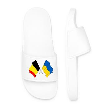 Flag Belgium, flag Ukraine - Men’s Pool Sliders - white - Front