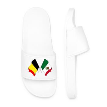 Flag of Belgium, flag Mexico - Men’s Pool Sliders - white - Front