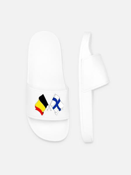 Flag Belgium, flag Finland - Men’s Pool Sliders - white