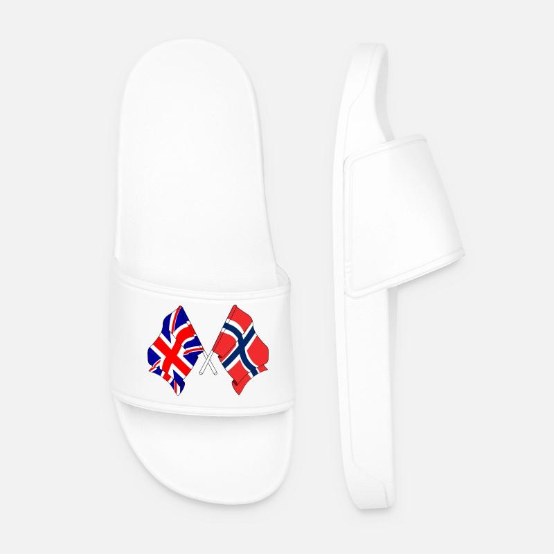 Flagge England, Flagge Norwegen - Männer Badelatschen - Weiß