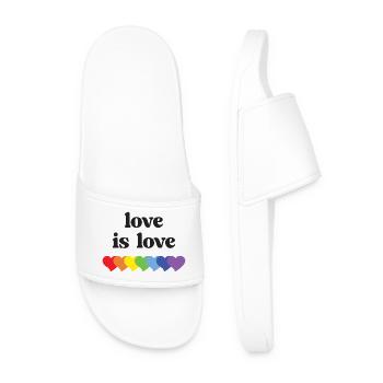 LGBT Pride Month - Love is Love - Men’s Pool Sliders - white - Front