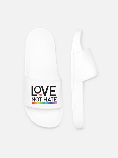 LGBT Pride Month - Love not Hate - Men’s Pool Sliders - white