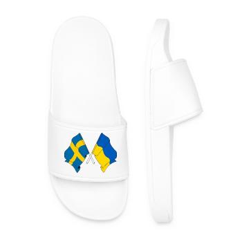 Flagge Schweden, Flagge Ukraine - Männer Badelatschen - Weiß - Vorne