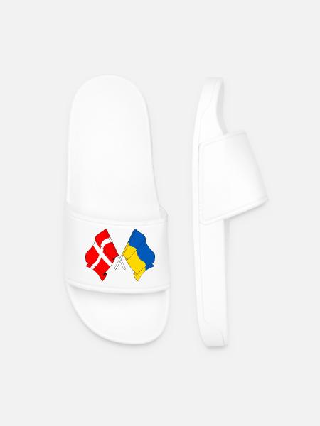 Drapeau Danemark, drapeau Ukraine - Claquettes Homme - blanc