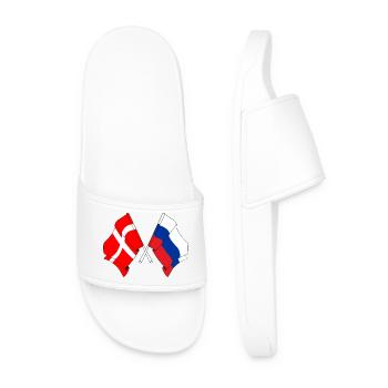 Drapeau Danemark, drapeau Russie - Claquettes Homme - blanc - Devant