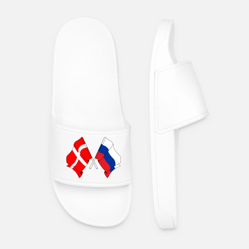 Drapeau Danemark, drapeau Russie - Claquettes Homme - blanc