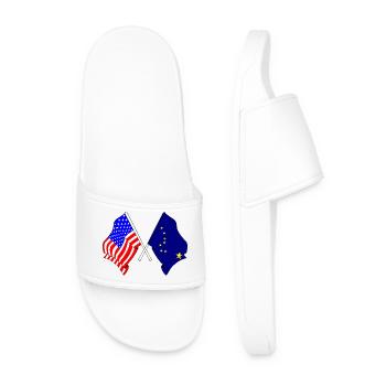 USA flag and Alaska flag - Men’s Pool Sliders - white - Front