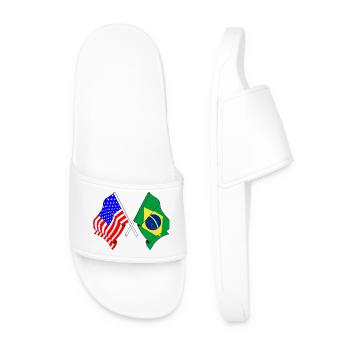 Flag USA and Brazil flag - Men’s Pool Sliders - white - Front
