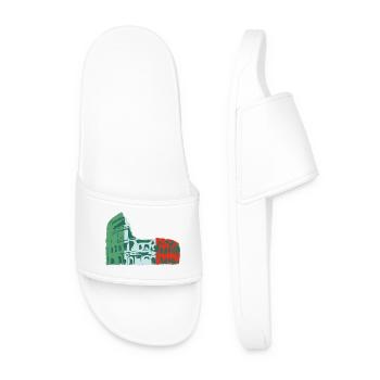 🍝 Italy Colosseum Green Red White Flag - Men’s Pool Sliders - white - Front