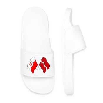 Flag of Poland, Latvia - Men’s Pool Sliders - white - Front
