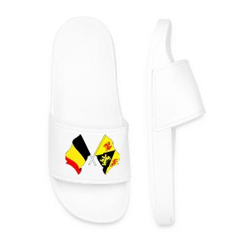 Flag Belgium and flag Walloon Brabant - Men’s Pool Sliders - white - Front