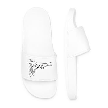 Dog and Human Bond Fist Bump Best Friend - Men’s Pool Sliders - white - Front