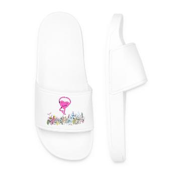 Heart Dancer on Flower Garden - Men’s Pool Sliders - white - Front