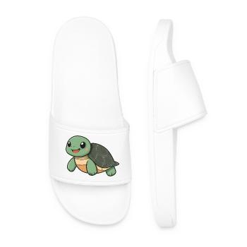Tortue heureuse mignonne - dessin animé adorable et joyeux - Claquettes Homme - blanc - Devant
