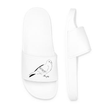Dove - black and white graphic - Men’s Pool Sliders - white - Front