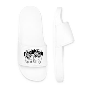 Deux chiens monstre méchant dangereux dents souriant - Claquettes Homme - blanc - Devant