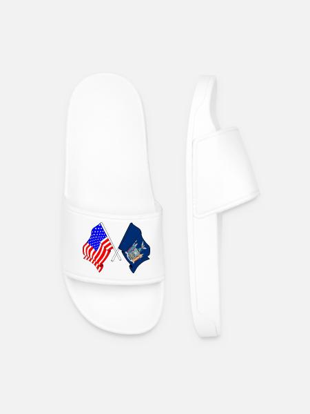 Flagge der USA und des Bundesstaates New York gekreuzt - Männer Badelatschen - Weiß