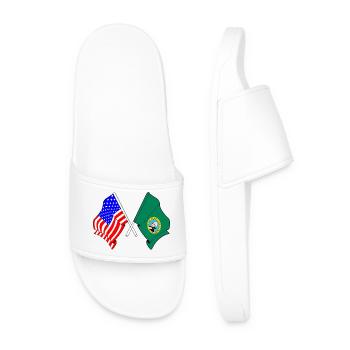 Drapeau des États-Unis et de l’État de Washington croisé - Claquettes Homme - blanc - Devant